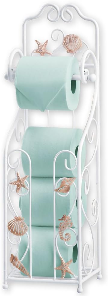 Collections Etc Shell Toilet Paper Holder and Stand with Scrolling Deisng- Bathroom D¨¦cor