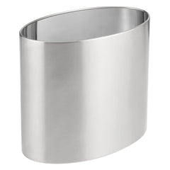 mDesign Stainless Steel Metal Oval Trash Can. 7.9 Liter/2.09 Gallon Wastebasket. Garbage Basket Bin for Bathroom. Bedroom. Kitchen. Office. Holds Waste and Recycle. Mirri Collection. Brushed/Chrome