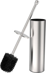 Toilet Brush and Holder Set. Toilet Bowl Brush for Bathroom with Long Handle. Stainless Steel Toilet Cleaner Brush with Durable Scrubbing Bristles.Splash-Proof (Brushed Nickel)