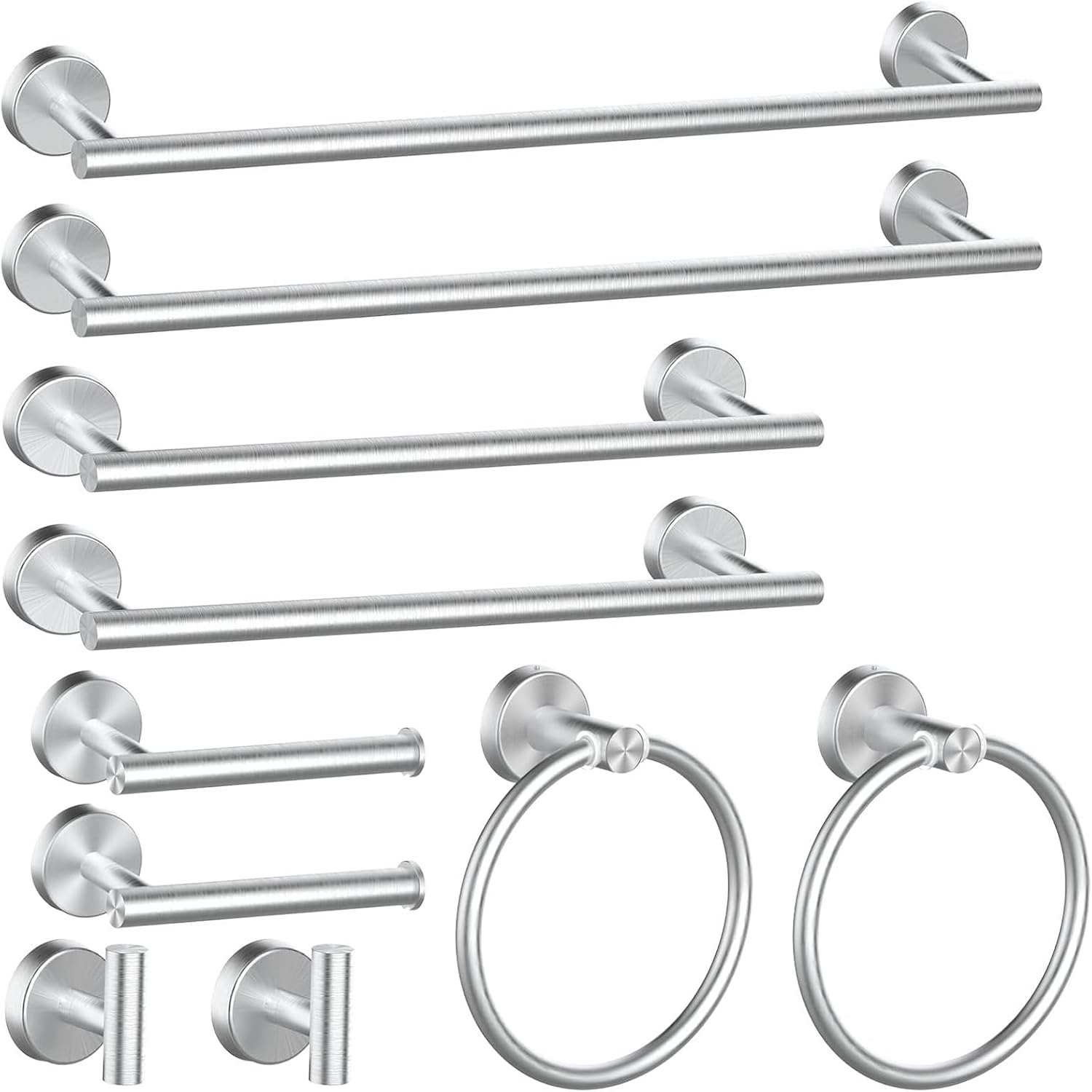 10PCS Brushed Nickel Bathroom Hardware Set. Bathroom Accessories Set Include 24&16 inch Towel Bar. Robe Hook. Towel Ring. Toilet Paper Holder