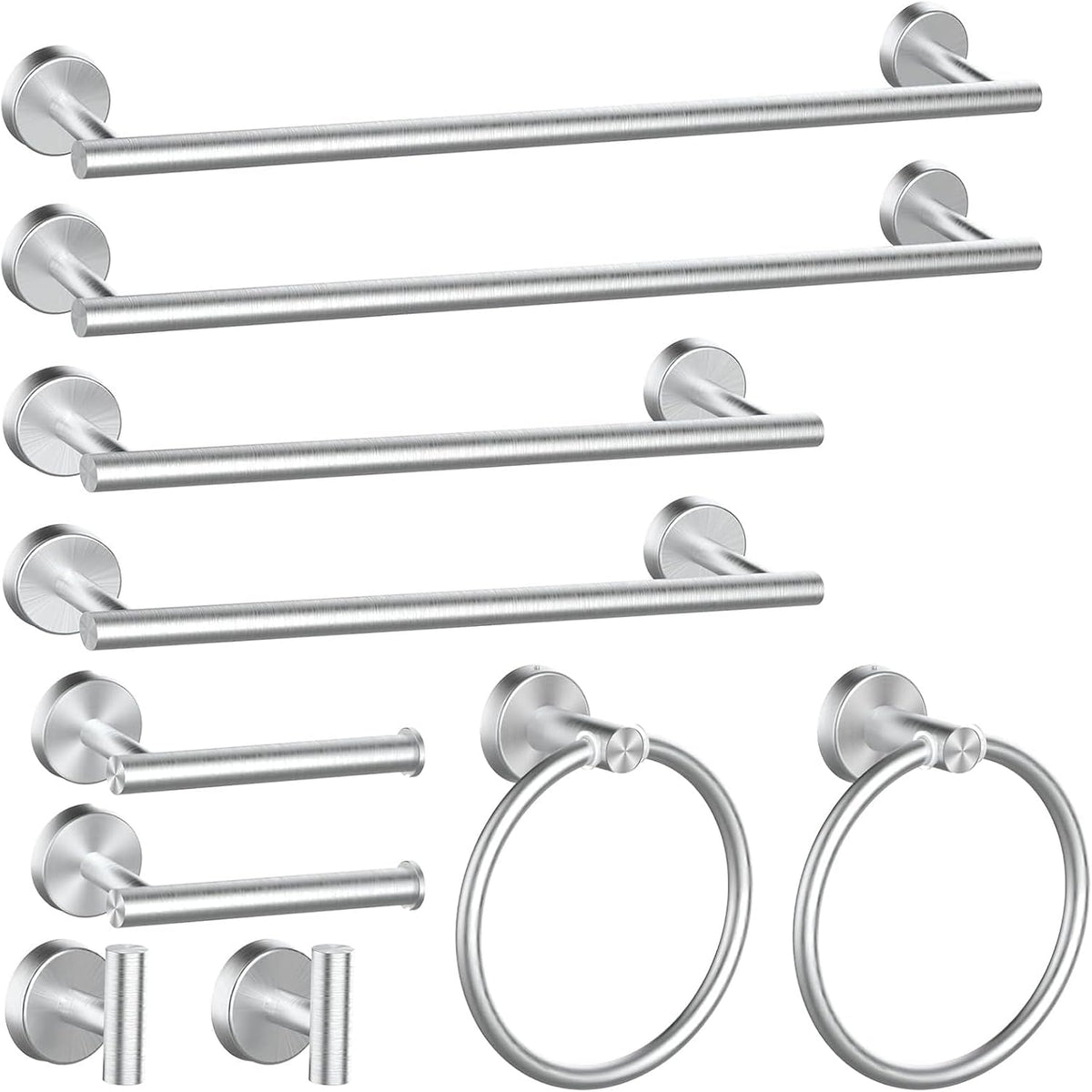 10PCS Brushed Nickel Bathroom Hardware Set. Bathroom Accessories Set Include 24&16 inch Towel Bar. Robe Hook. Towel Ring. Toilet Paper Holder
