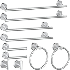 10PCS Brushed Nickel Bathroom Hardware Set. Bathroom Accessories Set Include 24&16 inch Towel Bar. Robe Hook. Towel Ring. Toilet Paper Holder