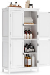 VASAGLE Bathroom Floor Storage Cabinet. Bathroom Storage Unit. Freestanding Cabinet with 4 Doors. Adjustable Shelves. 11.8 x 23.6 x 43.3 Inches. White UBBC552P31