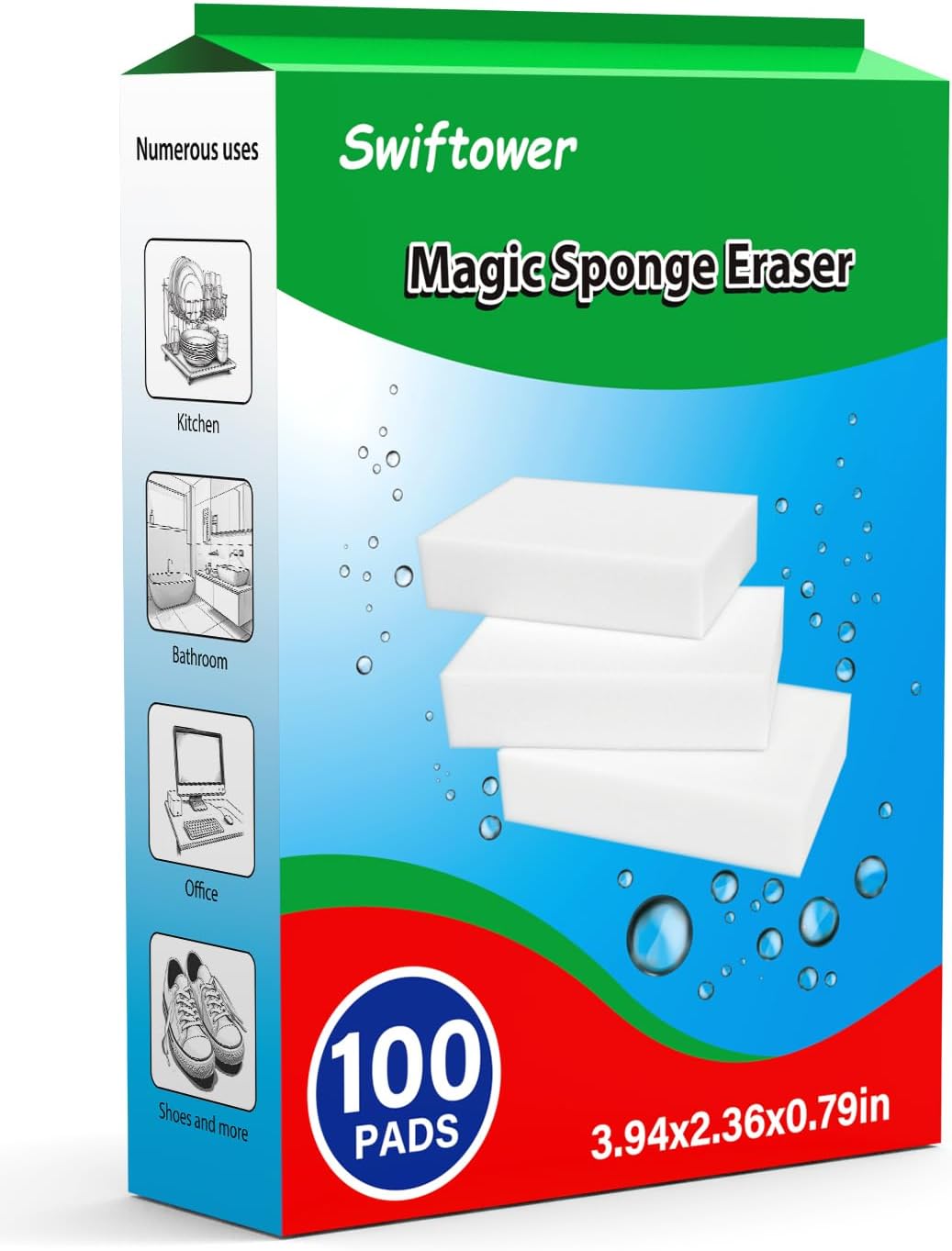 100 Pack Magic Sponge Erasers. Melamine Sponge Foam Bulk. Household Cleaning Supplies Kitchen Dish Sponges Multi Purpose Cleaner. Bathroom. Shower. Shoe. Car. Window. Wall Cleaner