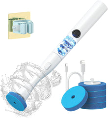 AIR U+ Electric Toilet Brush and Holder Set with 5 Disposable Refill Heads. Rechargeable & Wall-Mounted No Drilling Powerful Disposable Toilet Bowl Cleaner Wand