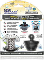 SinkShroom Ultra Revolutionary Bathroom Sink Drain Protector. Stainless Steel