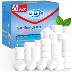 KIISIISO Toilet Bowl Cleaner Tablets 50 PACK. Automatic Bleach Toilet Tank Cleaners. Bathroom Long-Lasting Freshness. Slow-Releasing Powerful Deodorizing & Descaling