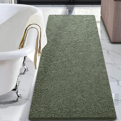 LOCHAS Luxury Bathroom Rug Shaggy Bath Mat 24 x 60 Inch. Washable Non Slip Bath Rugs for Bathroom Shower. Soft Plush Chenille Absorbent Carpets Mats. Sage Green