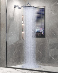 Veken 11.8 Rain Shower Head. Rectangular Rainfall Showerhead with 11 Stainless Steel Exension Arm. Height & Angle Decor Adjustable. High Pressure Showheads. Bathroom Accessories. 2.5GPM Chrome